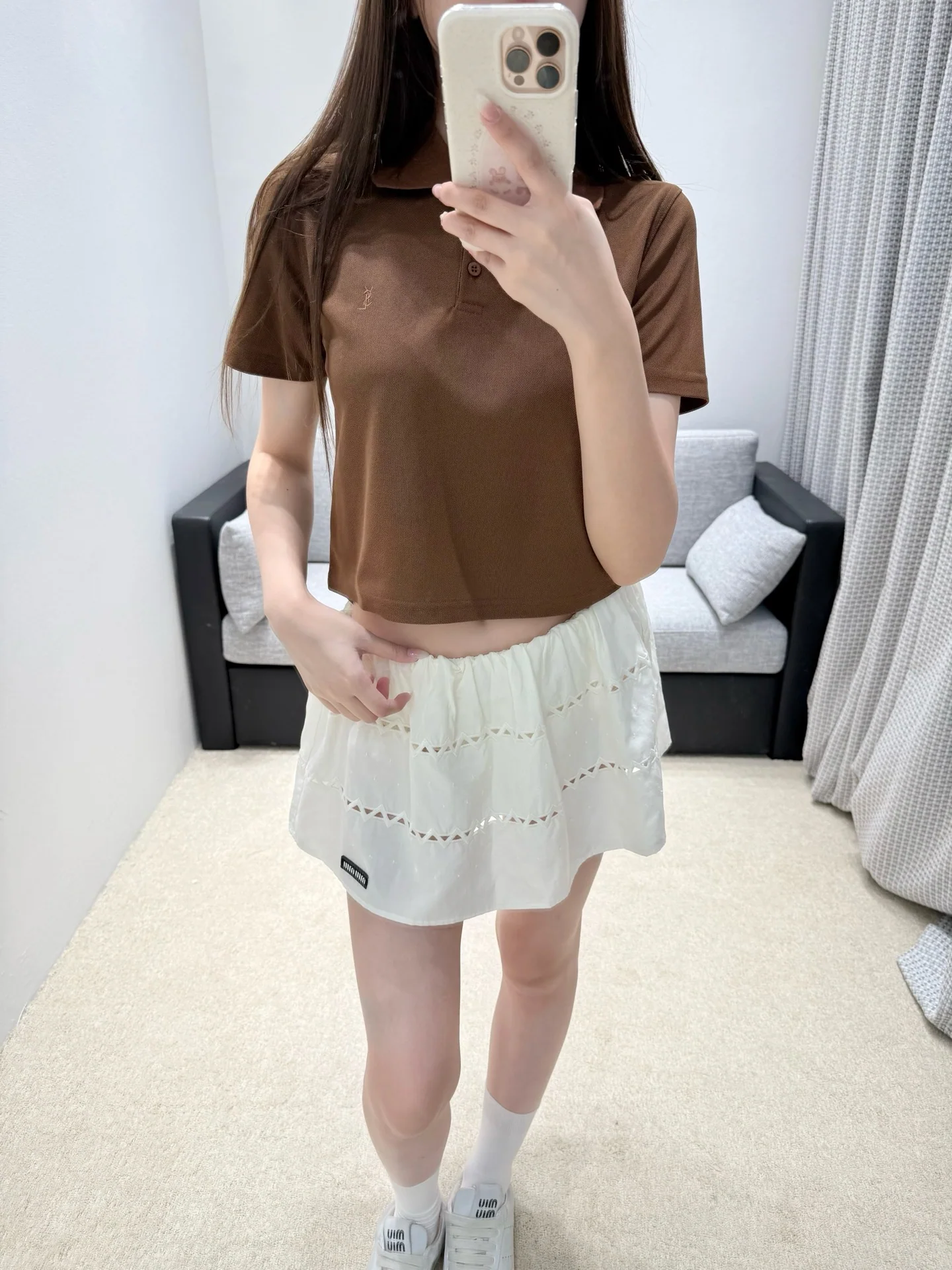 생로랑 여성 반팔 피케 코튼 카라 티셔츠 상세 이미지 8