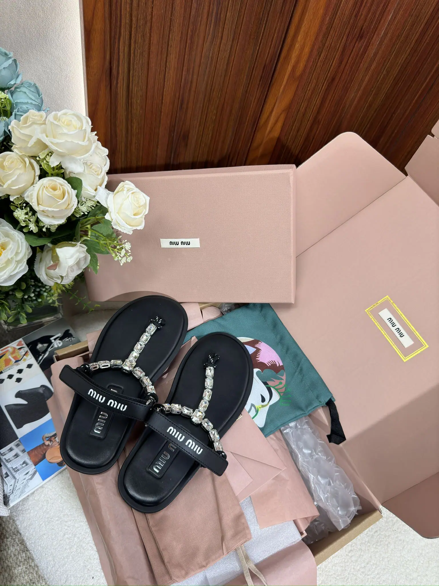 미우미우 24 리비에르 플립토 라인스톤 샌들 상세 이미지 9