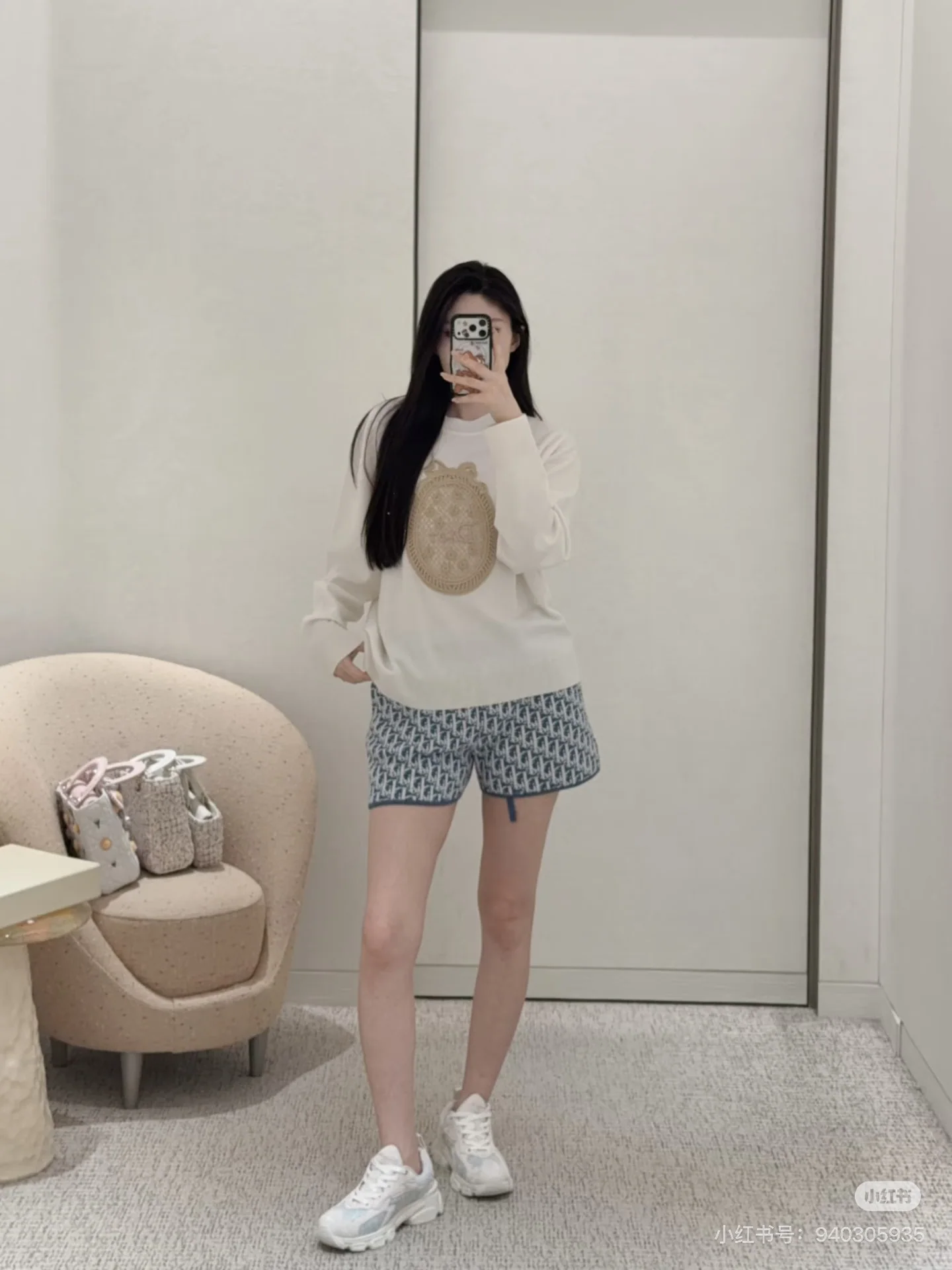 디올 가든 월드 3 D 자수 울 실크 니트 긴팔 탑 상세 이미지 4