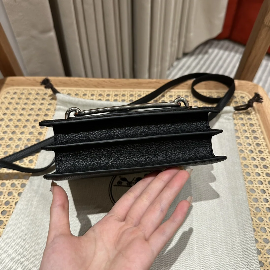 에르메스 토고 실버 장식 블랙 소가죽 핸드백 19 CM 상세 이미지 6