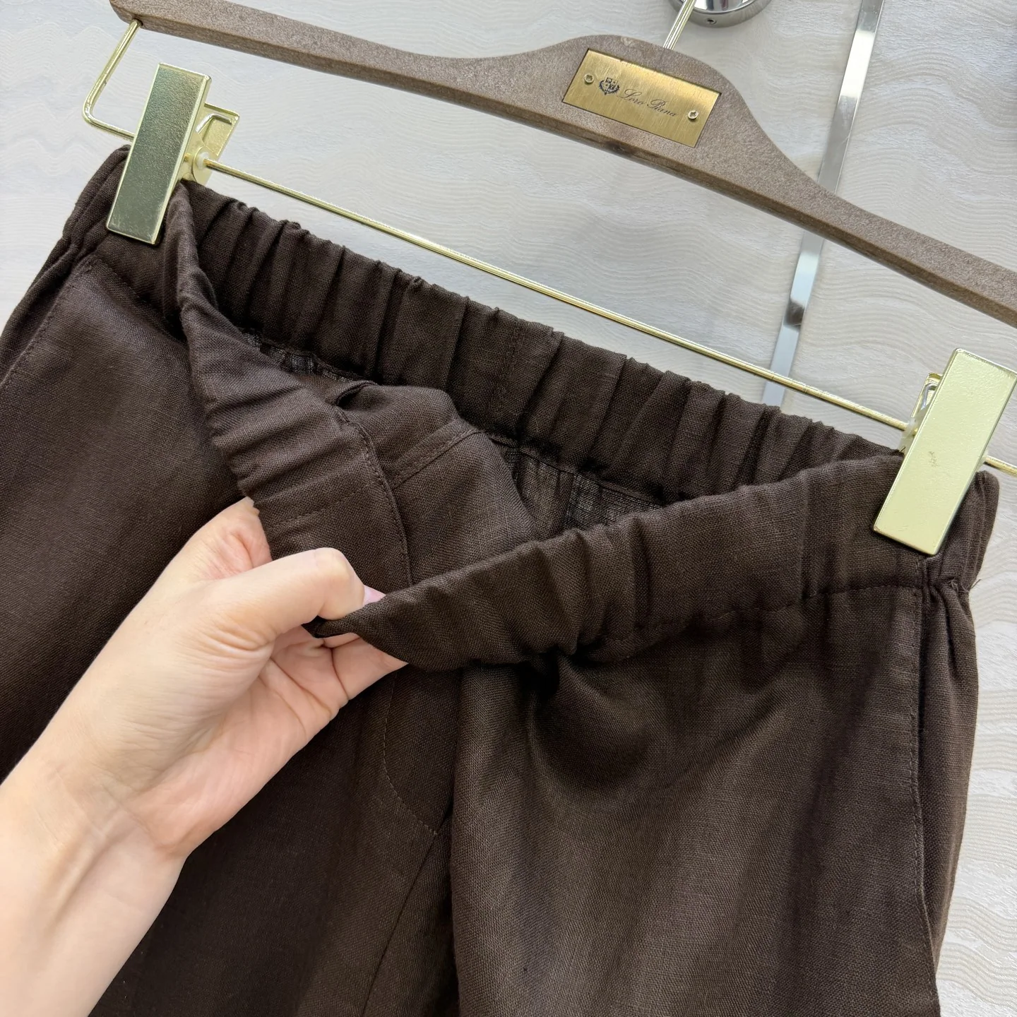 로로피아나 여성 린넨 고무 허리 스트레이트 팬츠 상세 이미지 7