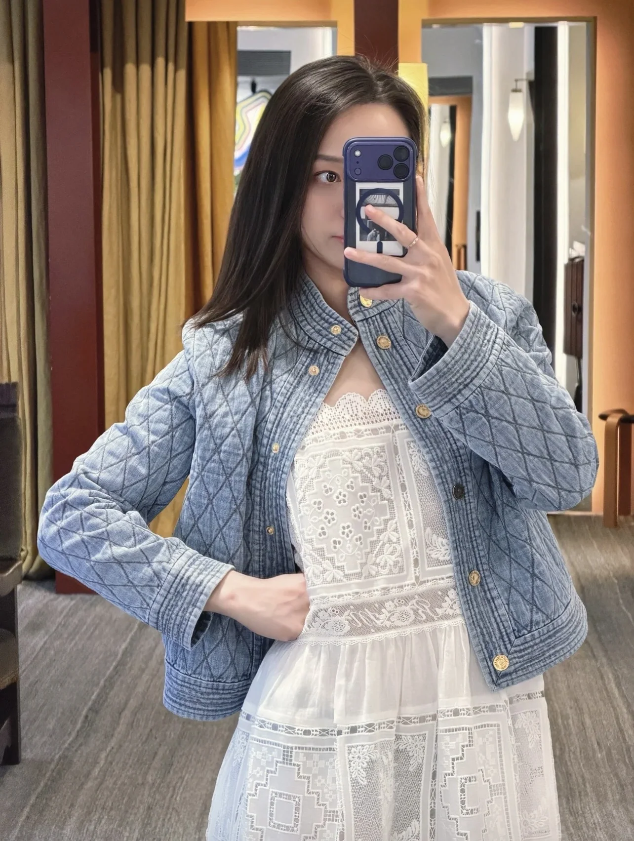 짐머만 다이아몬드 퀼팅 데님 자켓 상세 이미지 2