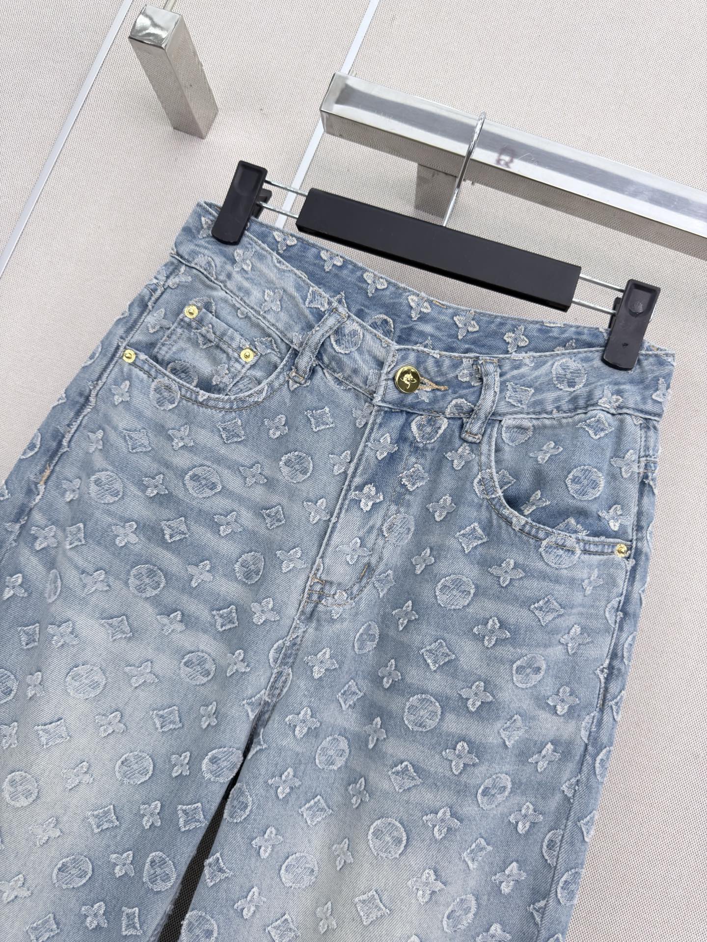 루이비통 모노그램 자카드 스트레이트 레그 여성 바지 상세 이미지 2