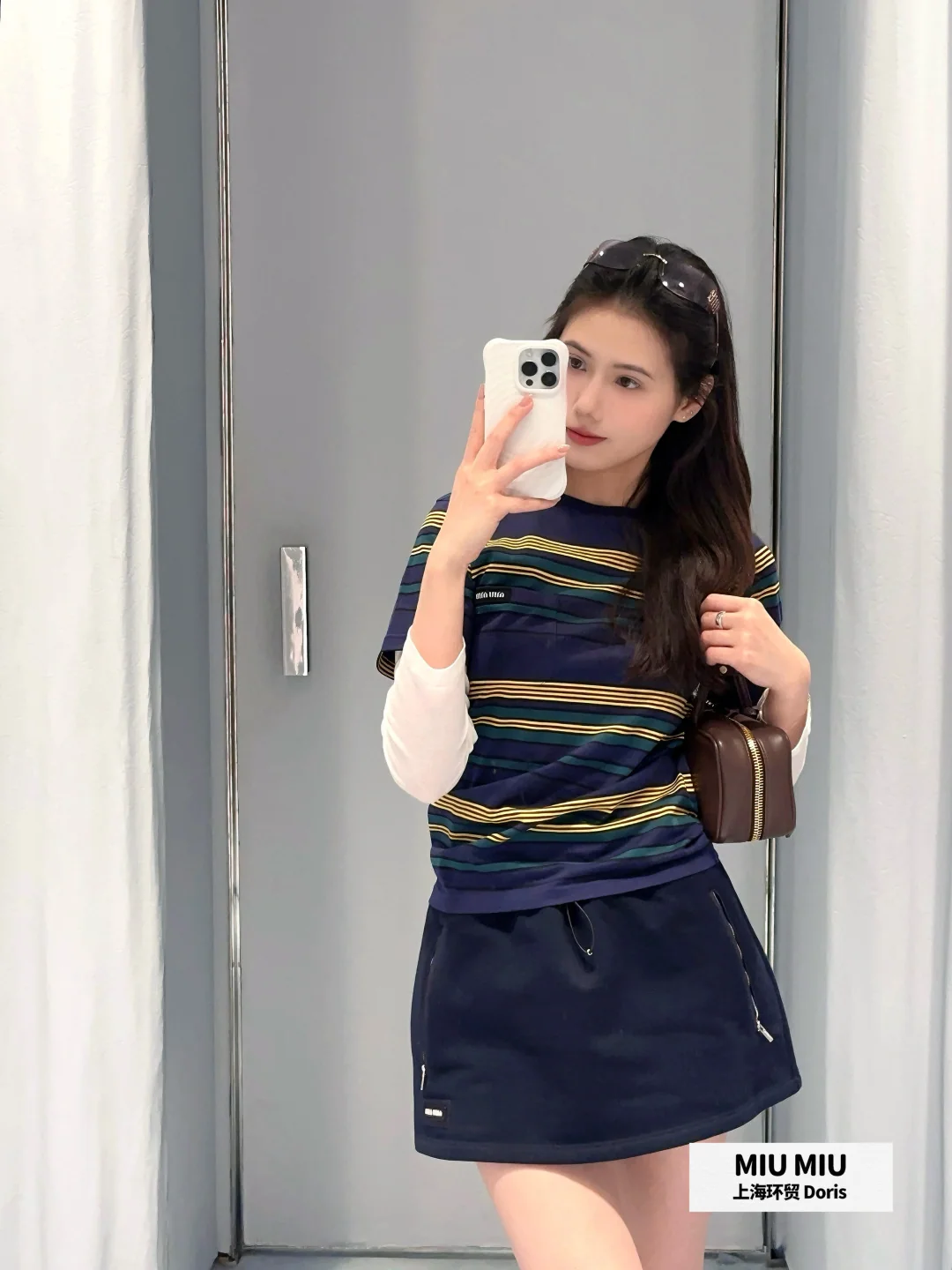 미우미우 네이비 후드 지퍼업 자켓 상세 이미지 7
