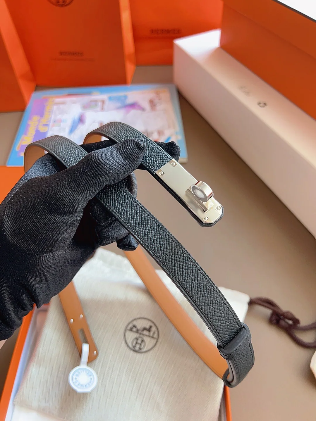 에르메스 STC 금장 로고 켈리 가죽 벨트 상세 이미지 1