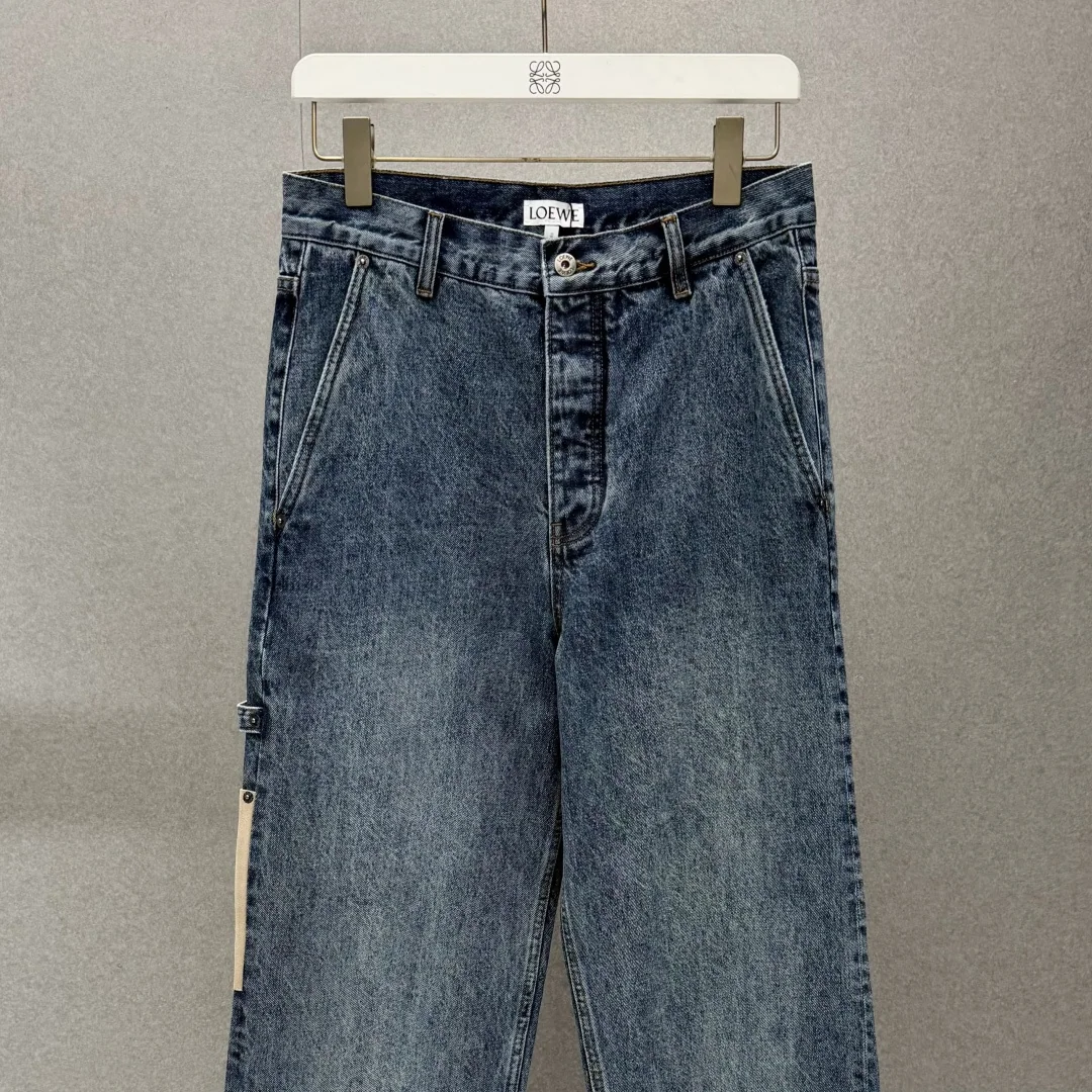 로에베 워시드 코튼 데님 남성 바지 상세 이미지 3