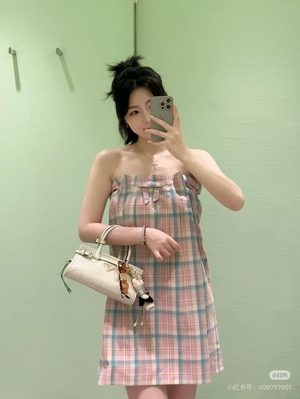 프라다 꽃무늬 체크 튤립 미디 스커트 25 SS 상세 이미지 3