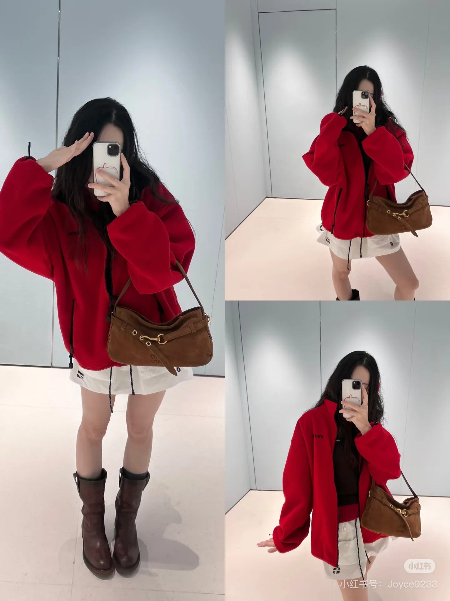 미우미우 로고 자수 플리스 지퍼업 여성 자켓 상세 이미지 8