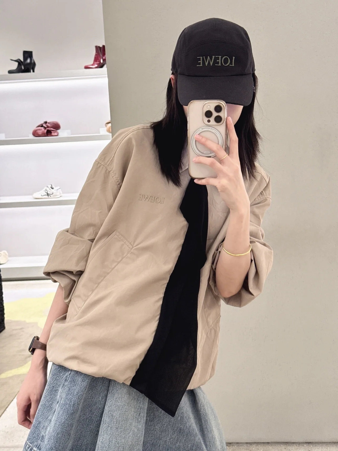로에베 패치워크 카키 여성 자켓 상세 이미지 3