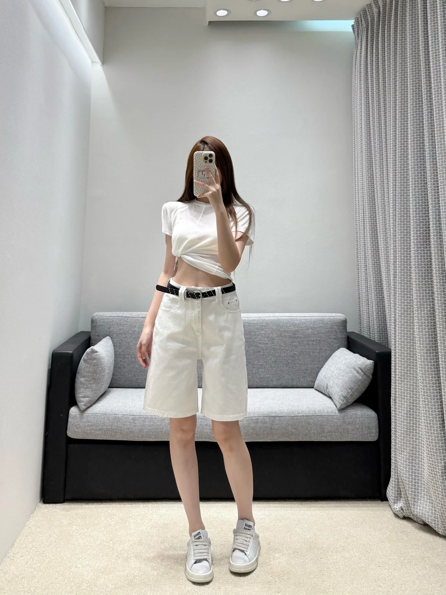 폴로 하이웨이스트 와이드 크롭 데님 바지 상세 이미지 2
