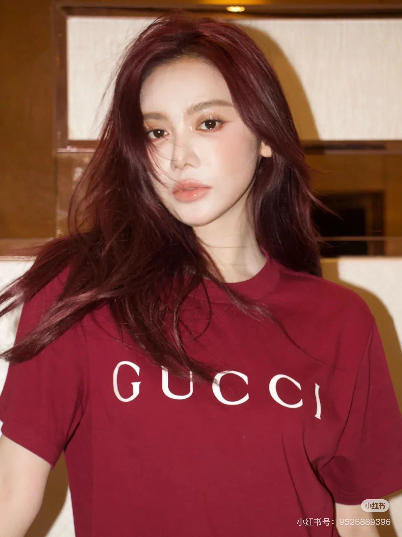 구찌 여성 앙코라 레드 반팔 티셔츠 상세 이미지 2