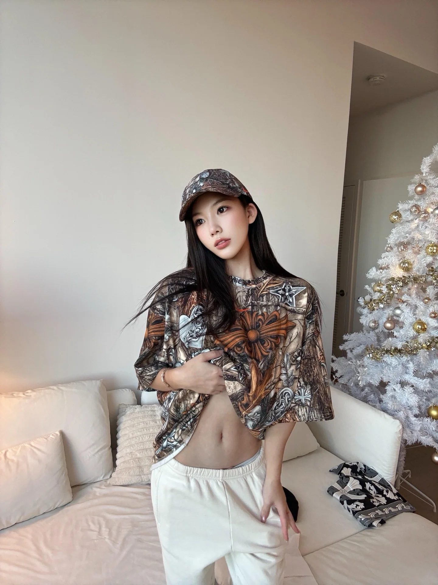 크롬하츠 리프 & 말굽 프린트 여성 반팔 티셔츠 26 SS 상세 이미지 3