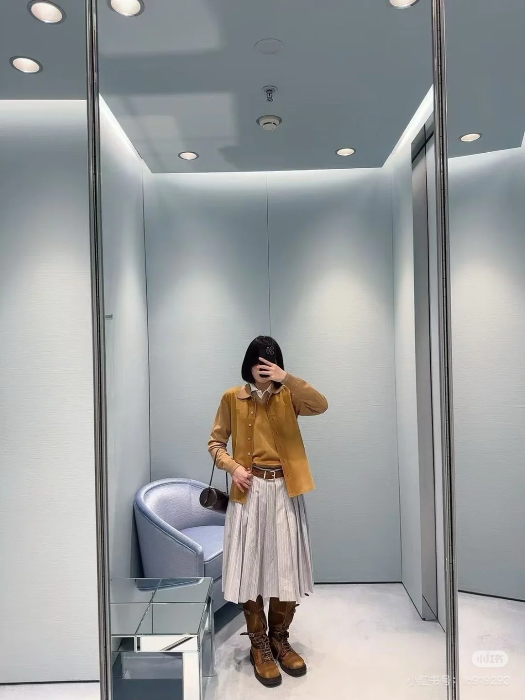 미우미우 스웨이드 패치워크 카라 셔츠 재킷 상세 이미지 4