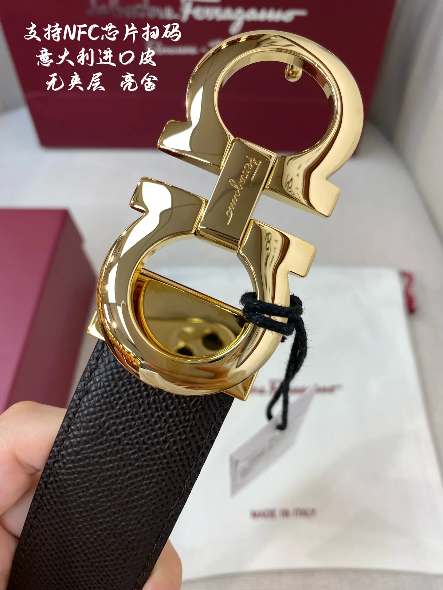 페레가모 천연 가죽 벨트 3.5 CM202500320 상세 이미지 4