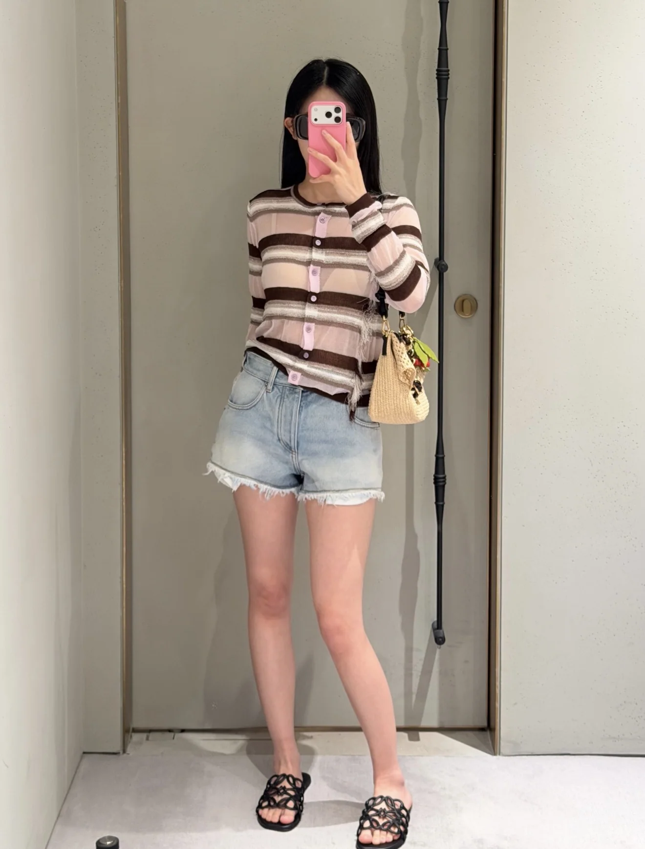 로에베 연청 워싱 프린지 여성 데님 반바지 상세 이미지 8