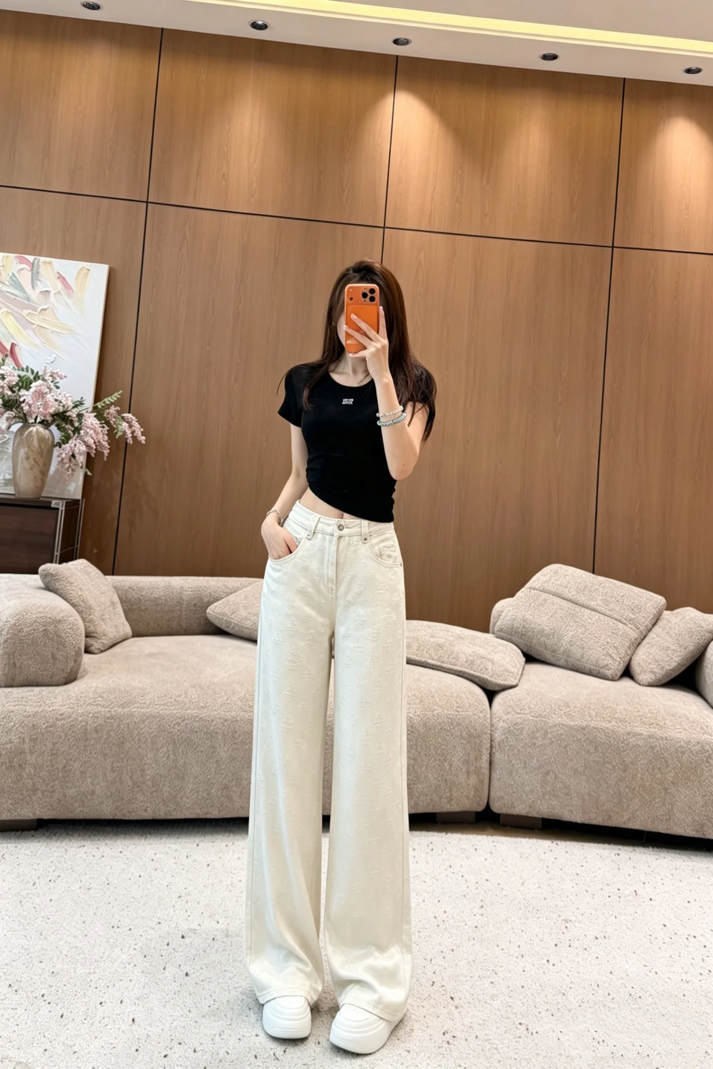 루이비통 모노그램 자카드 스트레이트 진 바지 상세 이미지 1