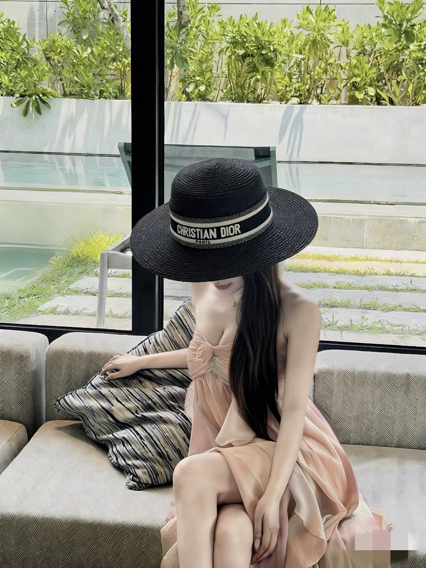 디올 웨빙 플랫탑 스트로 모자 상세 이미지 1