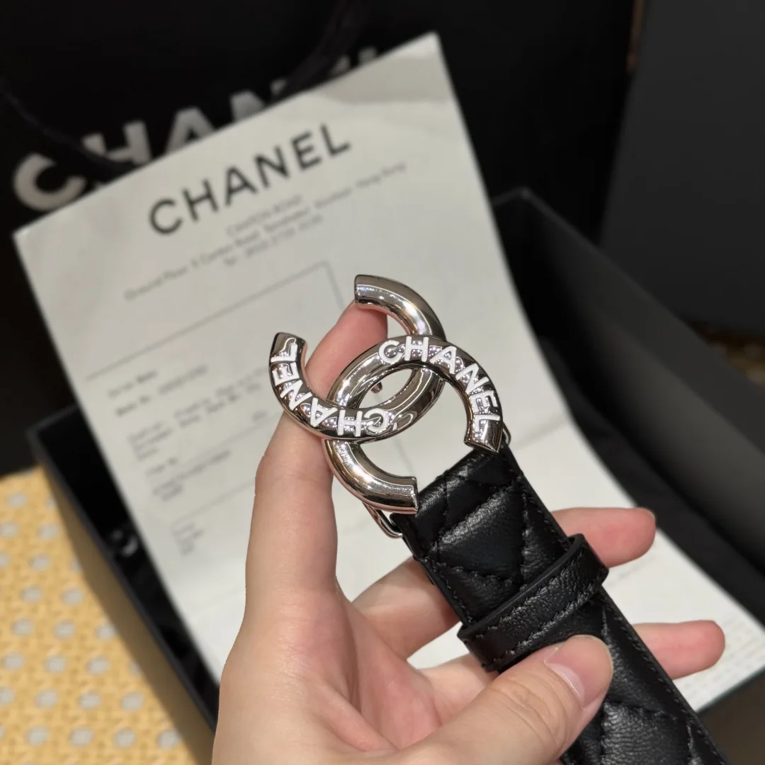 샤넬 블랙 퀼팅 가죽 더블 C 버클 벨트 상세 이미지 6