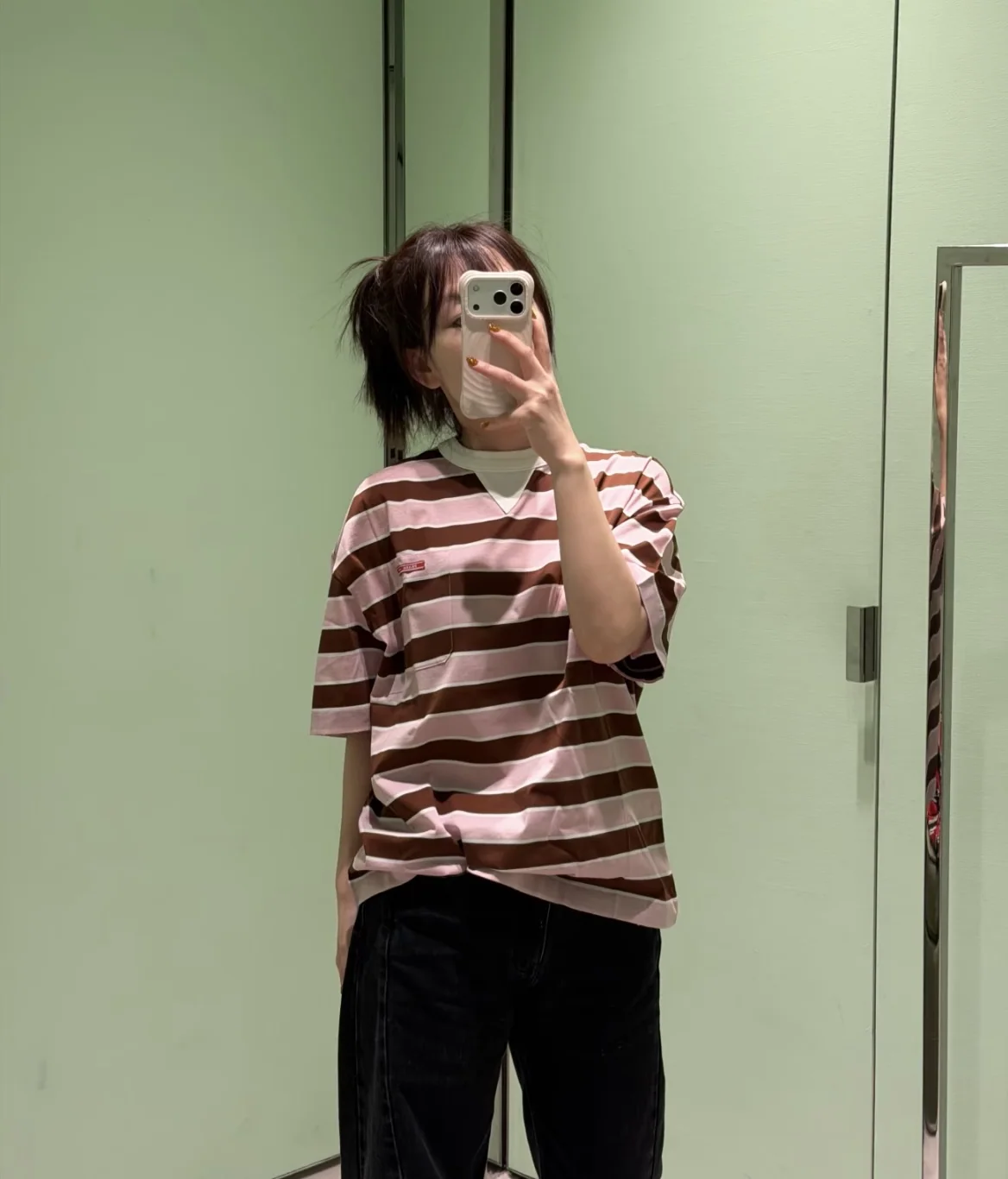 프라다 레트로 스트라이프 크루넥 반팔 티셔츠 26 SS 상세 이미지 3