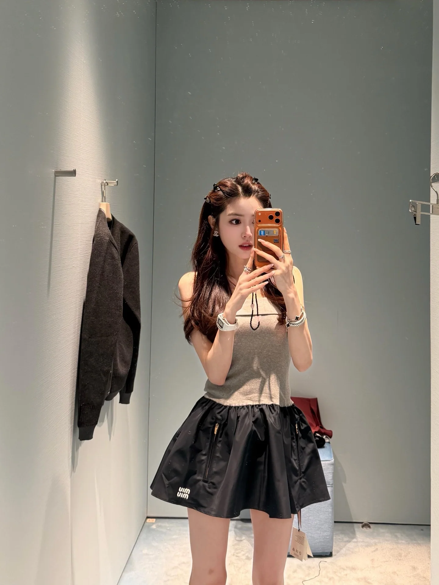 미우미우 컬러 블록 스트랩리스 원피스 26 SS 상세 이미지 6