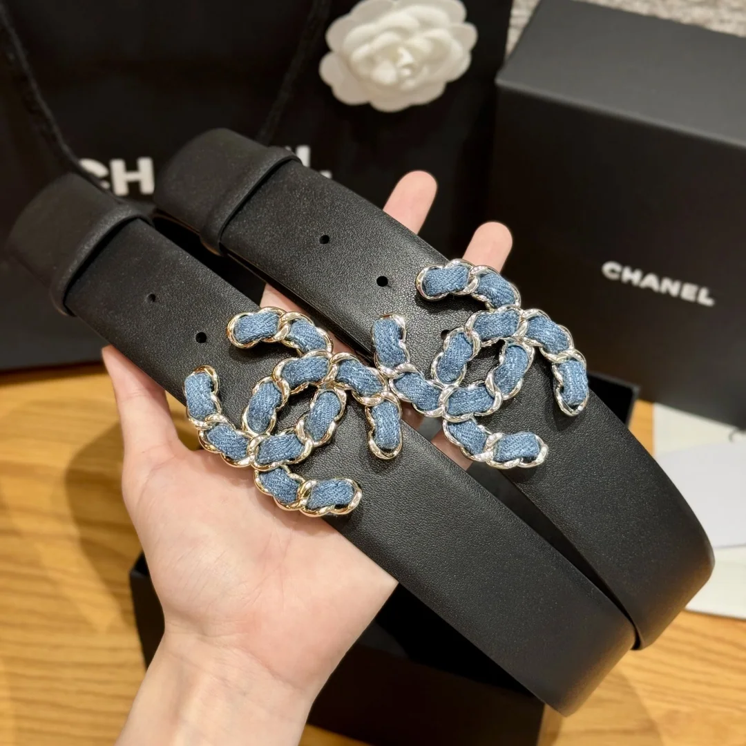 샤넬 더블 C 버클 카프스킨 가죽 벨트 상세 이미지 2