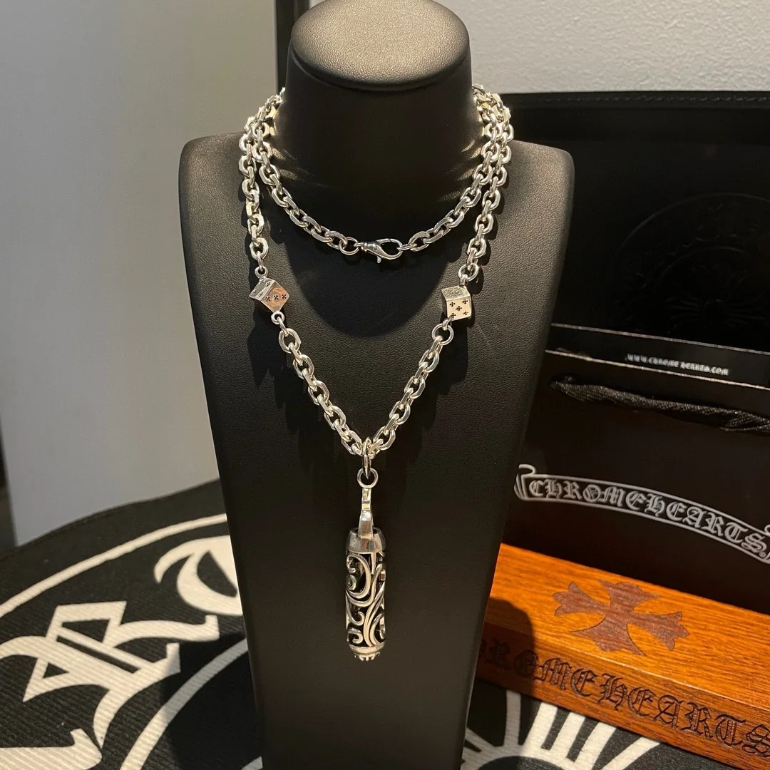 크롬하츠 클래식 다이스 꽃무늬 목걸이 상세 이미지 2