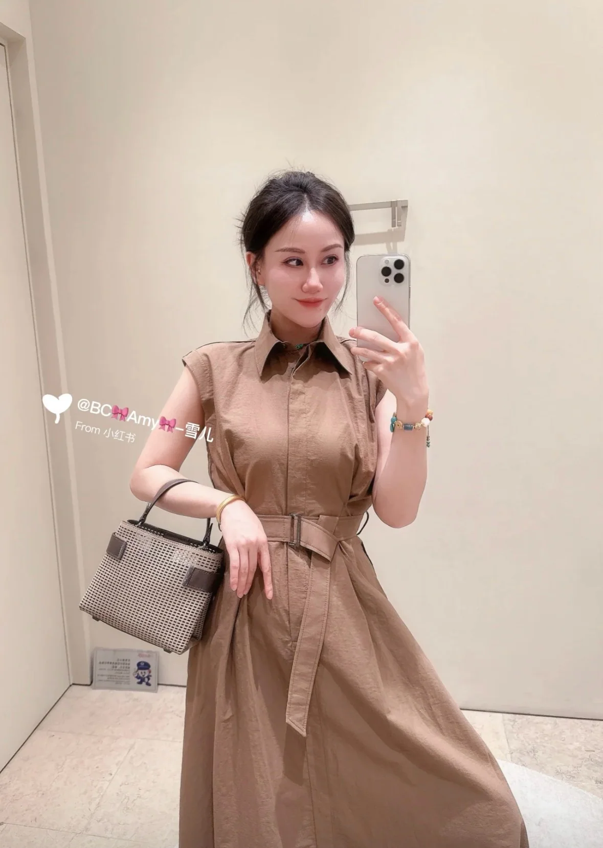 브루넬로쿠치넬리 브라운 노슬리브 A라인 원피스 상세 이미지 6