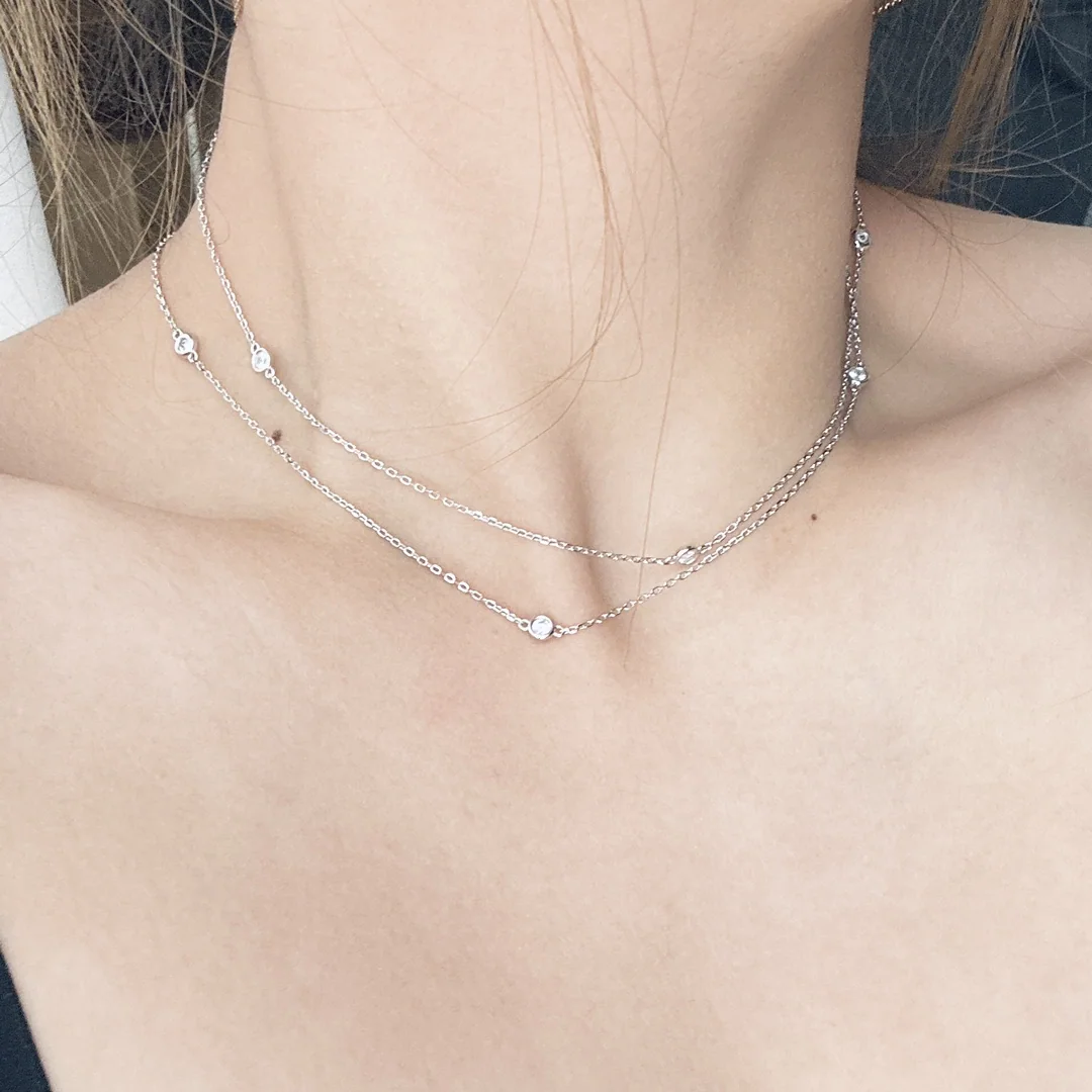 티파니 물방울 다이아몬드 장식 롱 목걸이 상세 이미지 3