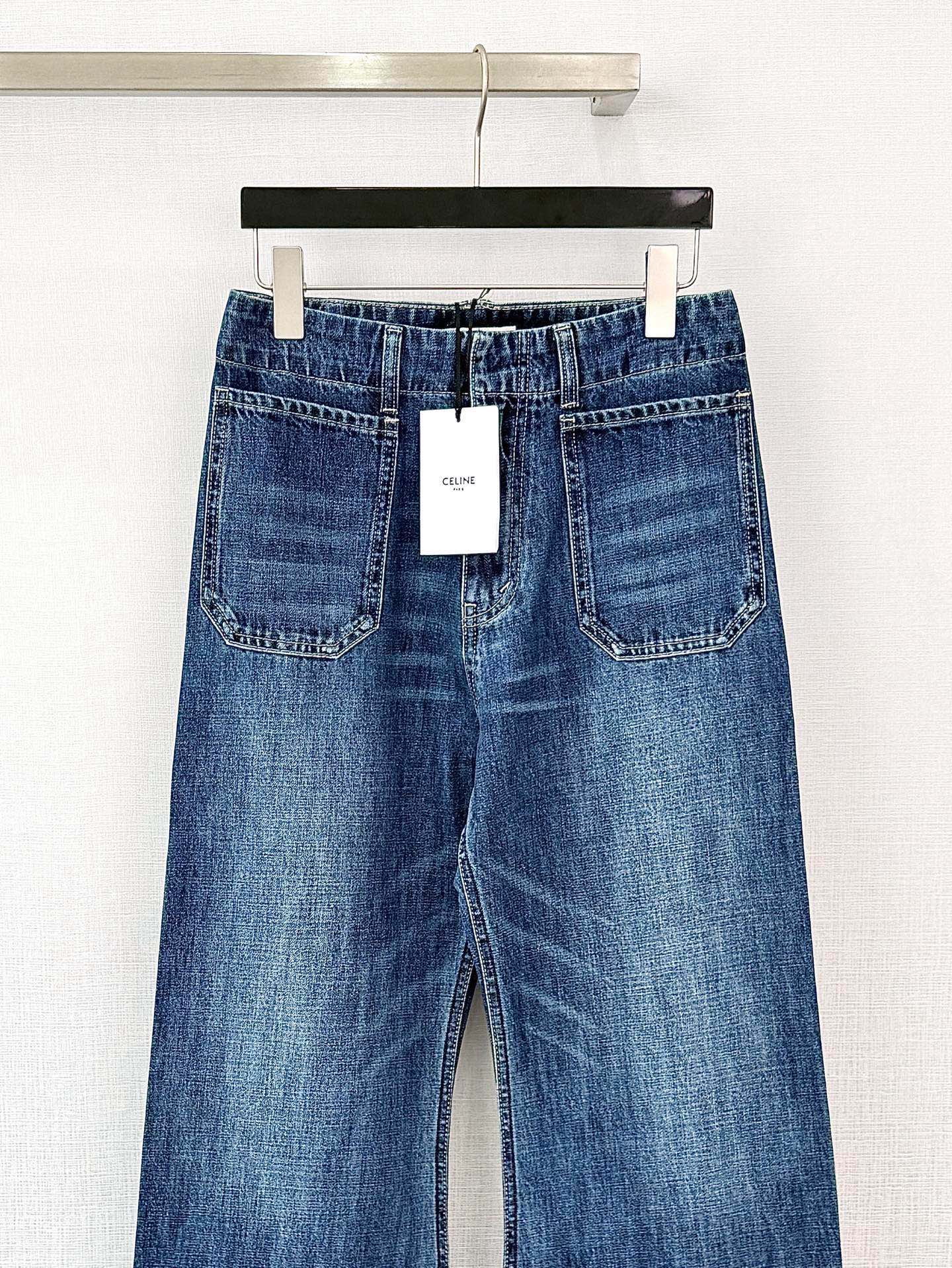 셀린느 블루 자수 포켓 청바지 상세 이미지 3