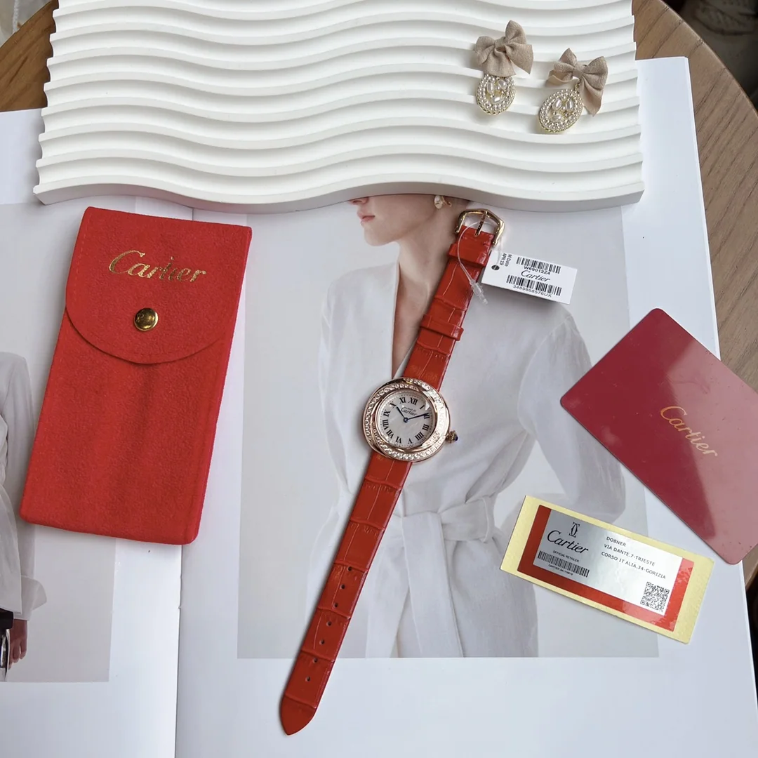 까르띠에 시계 로즈골드 사파이어 글라스 화이트 레플리카 42826 Cartier 상세 이미지 2