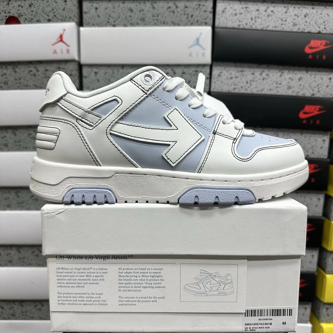 오프화이트 아웃 오브 오피스 OOO 로우 탑스 화이트 블루 202484 Off White Out Of Office OOO Low Tops