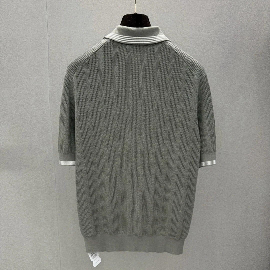 브루넬로쿠치넬리 잉글리시 립 스트라이프 코튼 반팔 폴로셔츠 상세 이미지 2