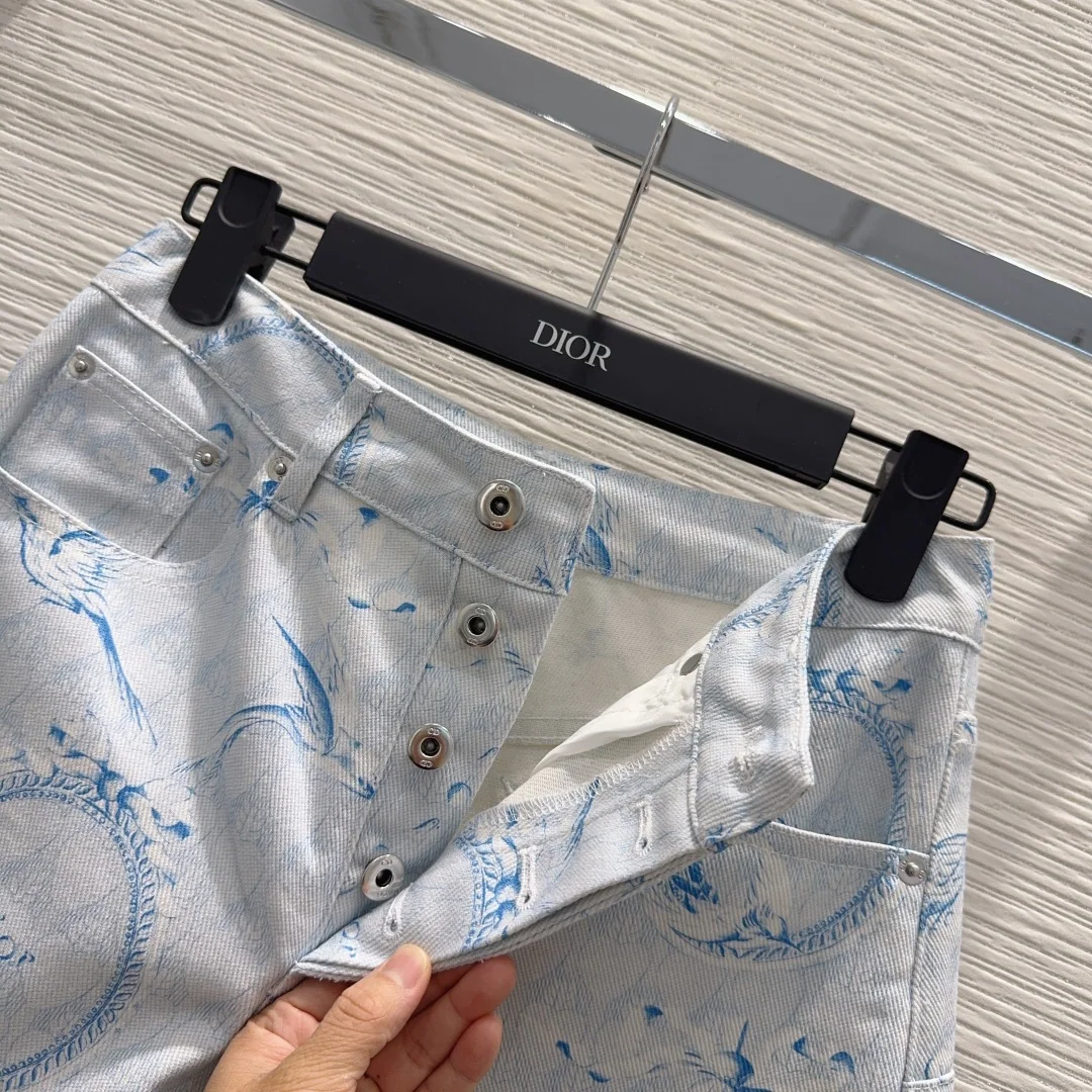 디올 프린트 반바지 여성 바지 상세 이미지 5