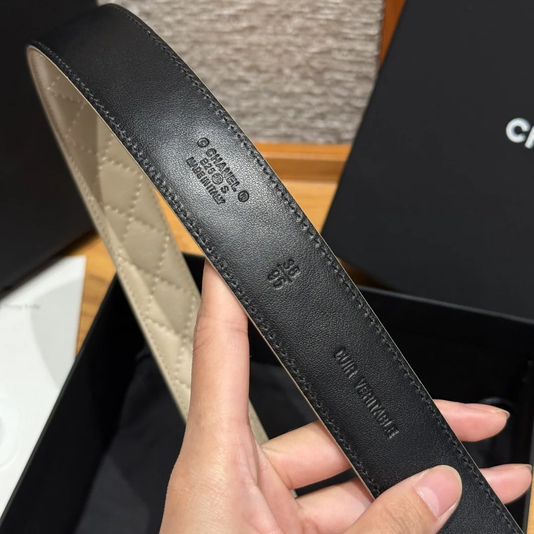 샤넬 다이아몬드 패턴 램스킨 더블 C 벨트 상세 이미지 8