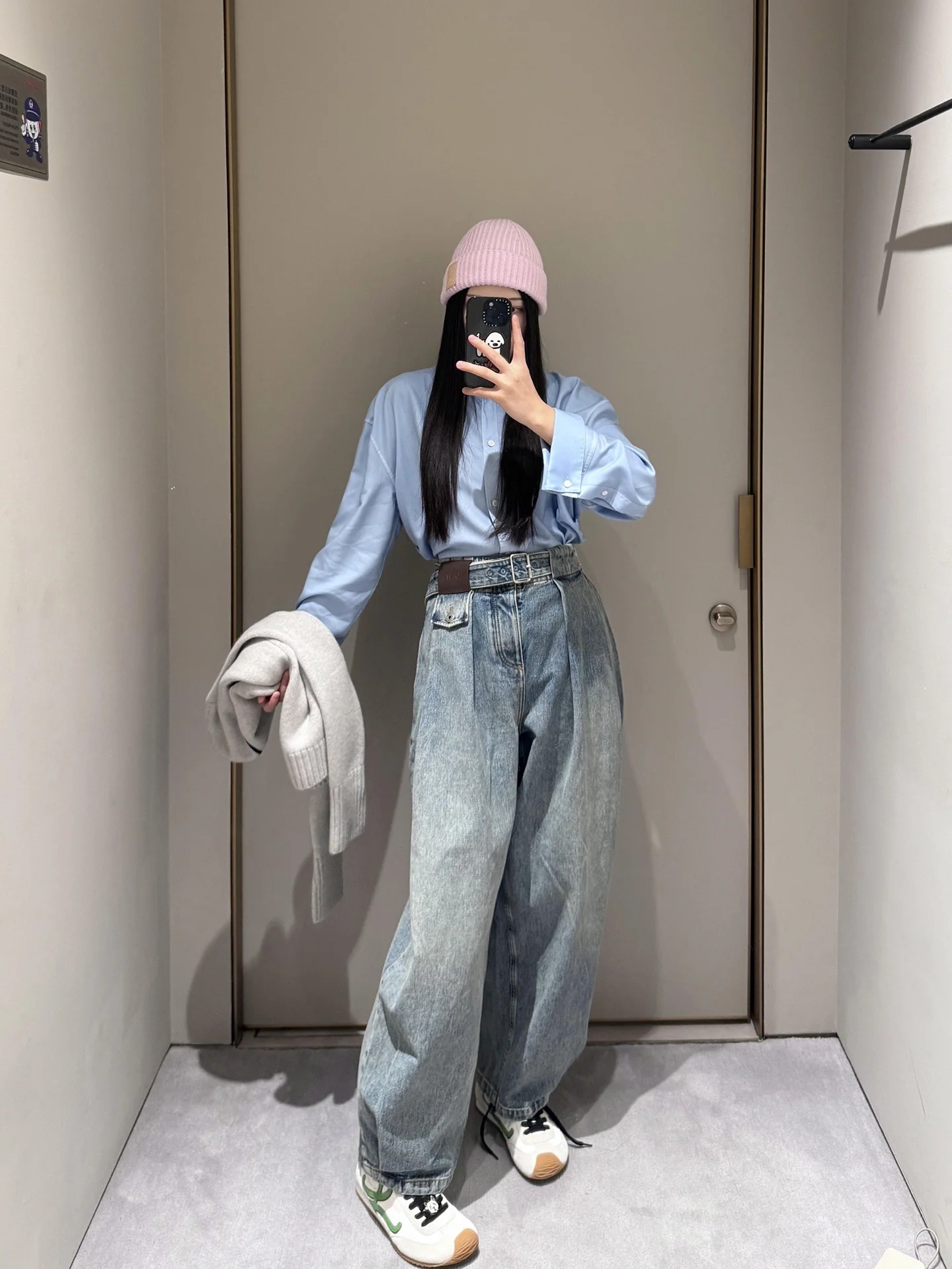 로에베 플리츠 와이드 레그 데님 팬츠 26 SS 상세 이미지 7