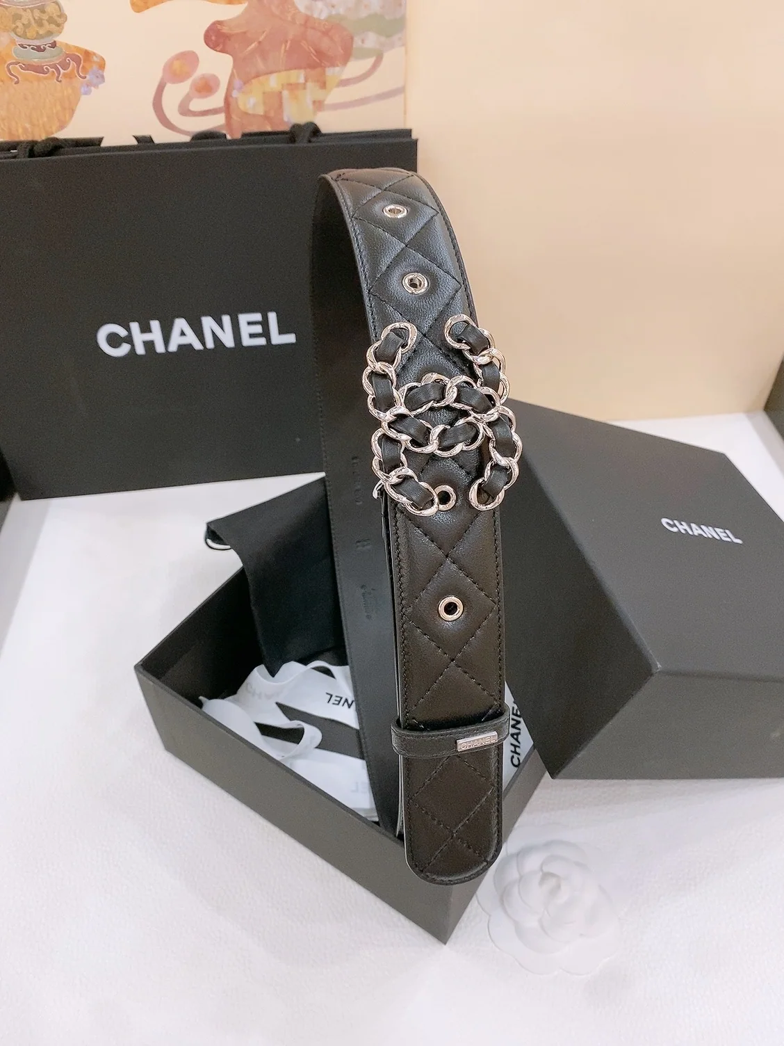 샤넬 CC 로고 램스킨 가죽 벨트 상세 이미지 1