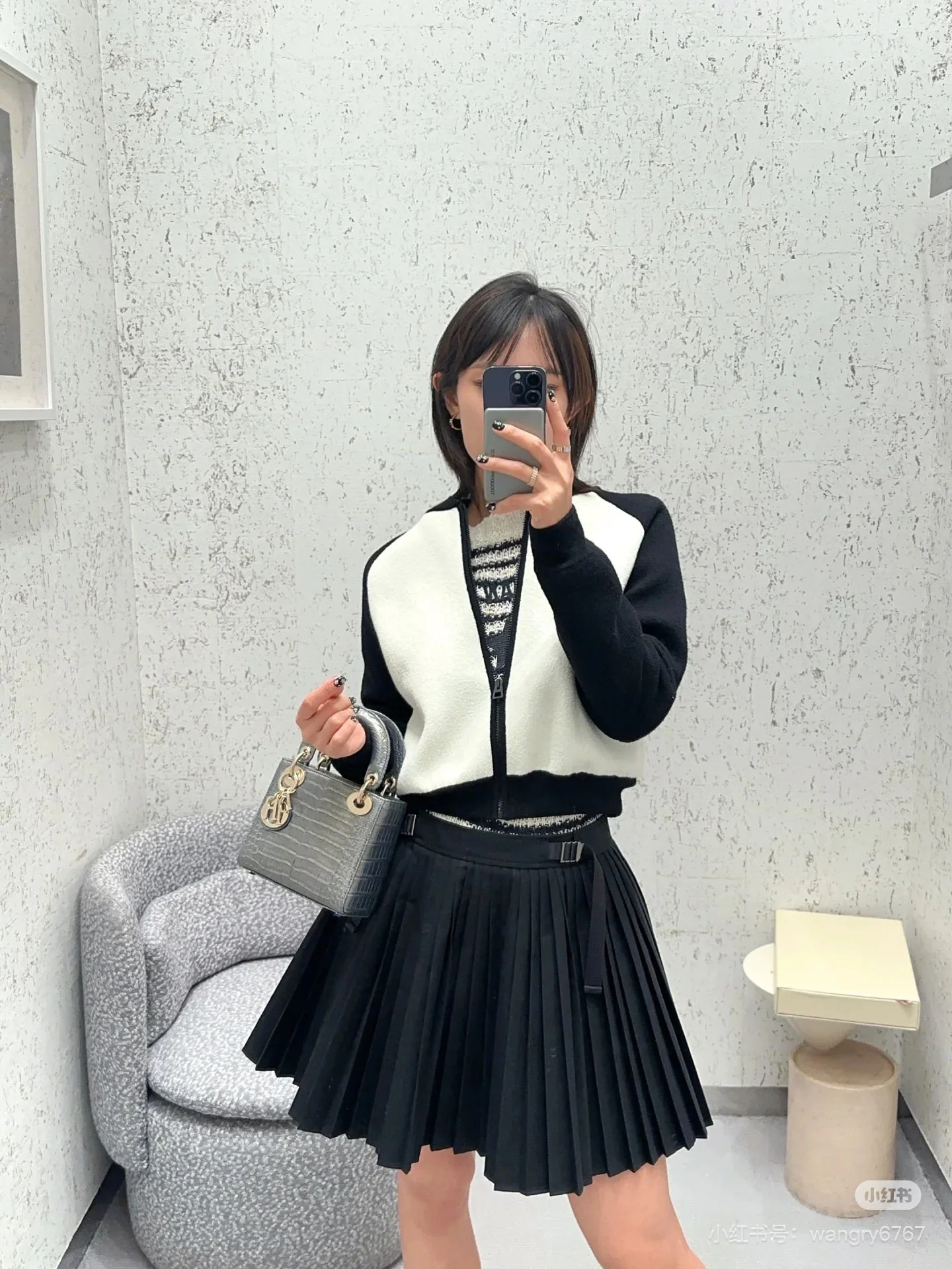 디올 체크 배색 울 자켓 상세 이미지 2