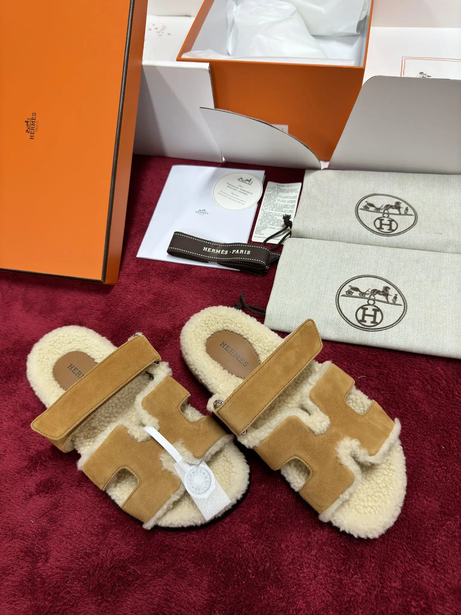에르메스 퍼 라이닝 스웨이드 램스킨 부티 신발 상세 이미지 4