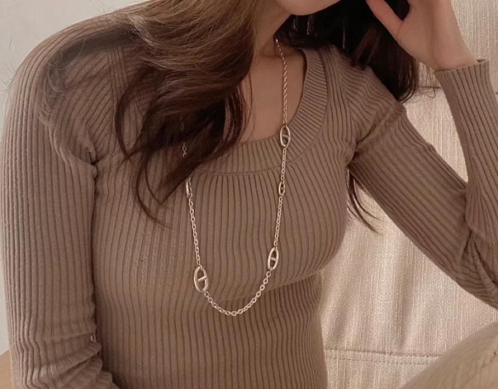 에르메스 팔랑둘 피그노즈 18 K 화이트골드 도금 목걸이 상세 이미지 4