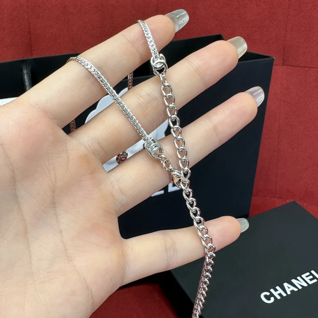 샤넬 스네이크본 체인 더블 C 목걸이 상세 이미지 3