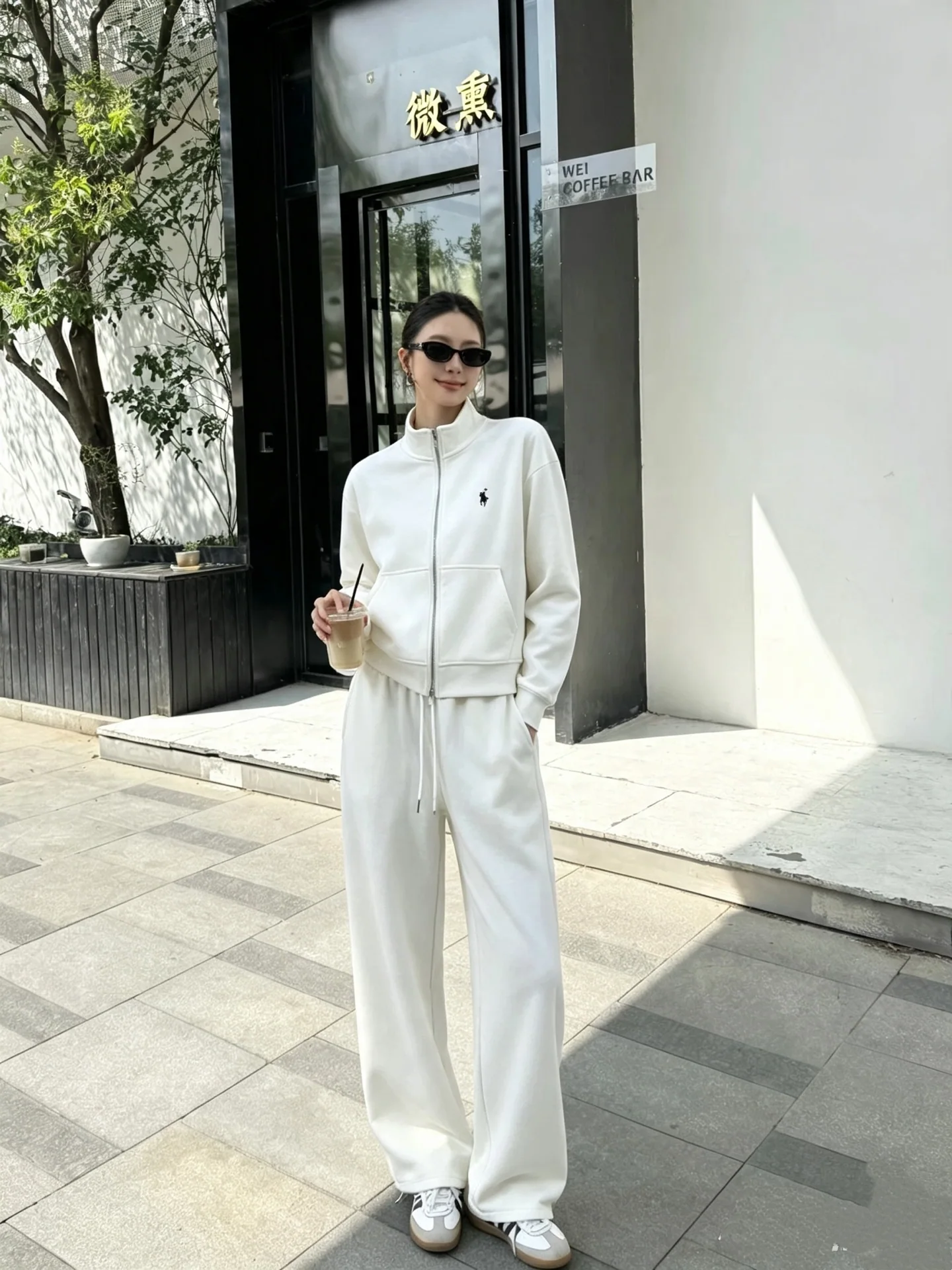 폴로 여성 포니 자수 스탠드 카라 루즈핏 스웨트 재킷+팬츠 세트 156467
