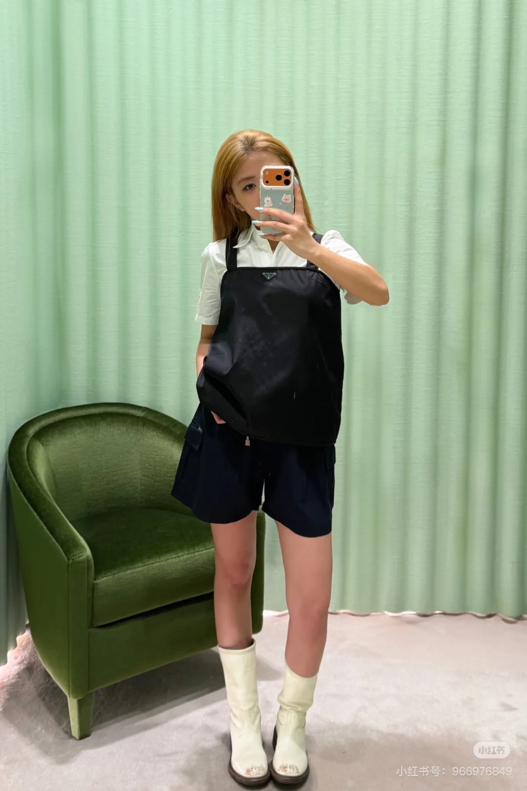 프라다 블랙 카고 여성 반바지 상세 이미지 4