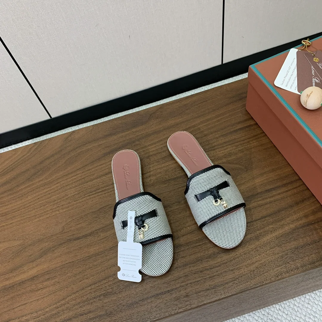 로로피아나 컬러 블록 플랫 샌들 상세 이미지 2