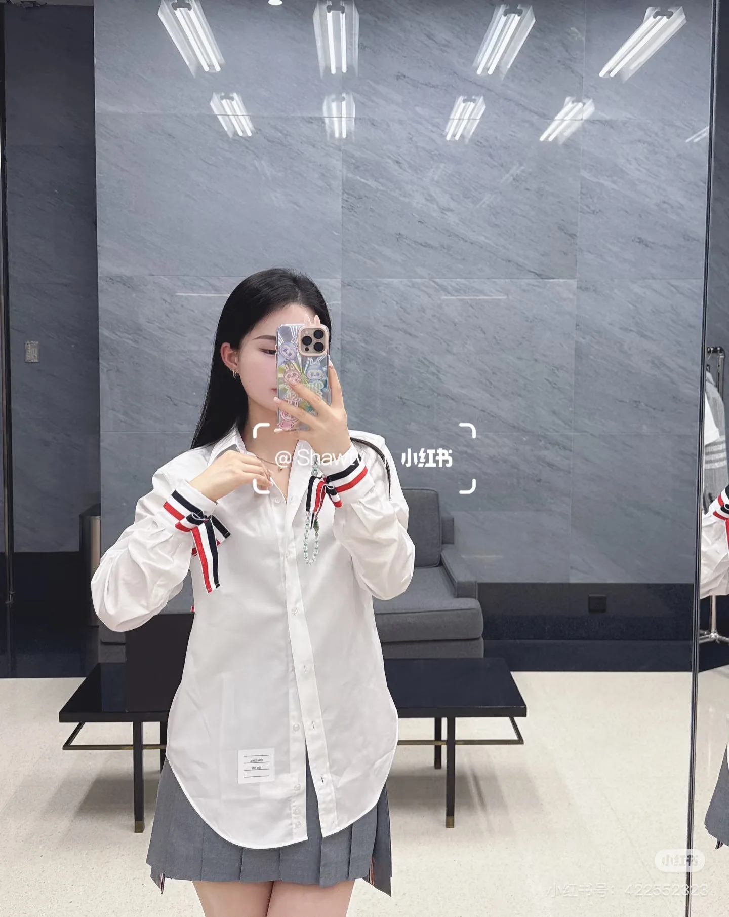 톰브라운 나비넥타이 리본 옥스포드 셔츠 여성용 상세 이미지 1