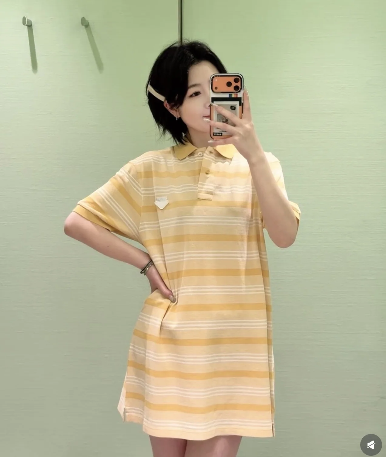 폴로 여성 스트라이프 폴로 원피스 상세 이미지 4