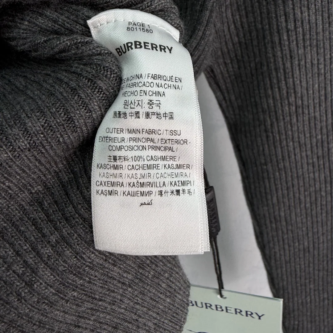 버버리 다크그레이 세로 리브 슬림핏 여성 가디건 상세 이미지 9
