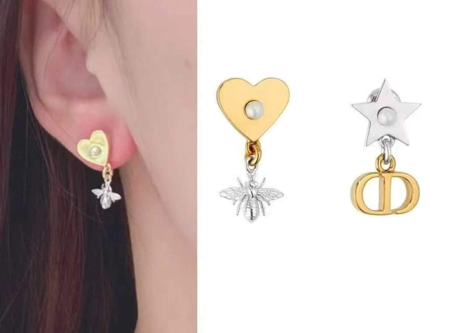 디올 메탈릭 레터링 귀걸이 133788
