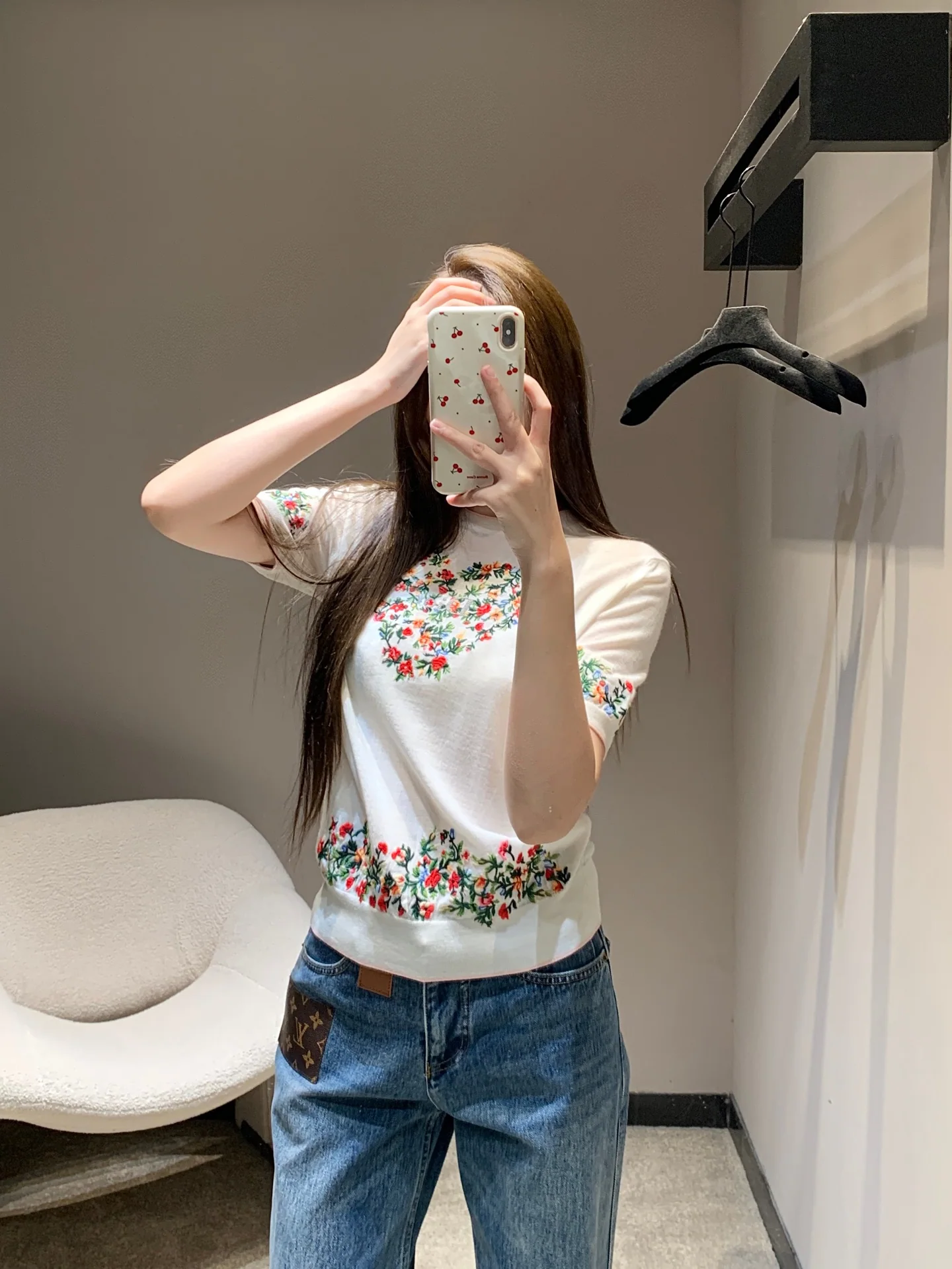 디올 꽃무늬 자수 울 반팔 니트 26 SS 상세 이미지 7