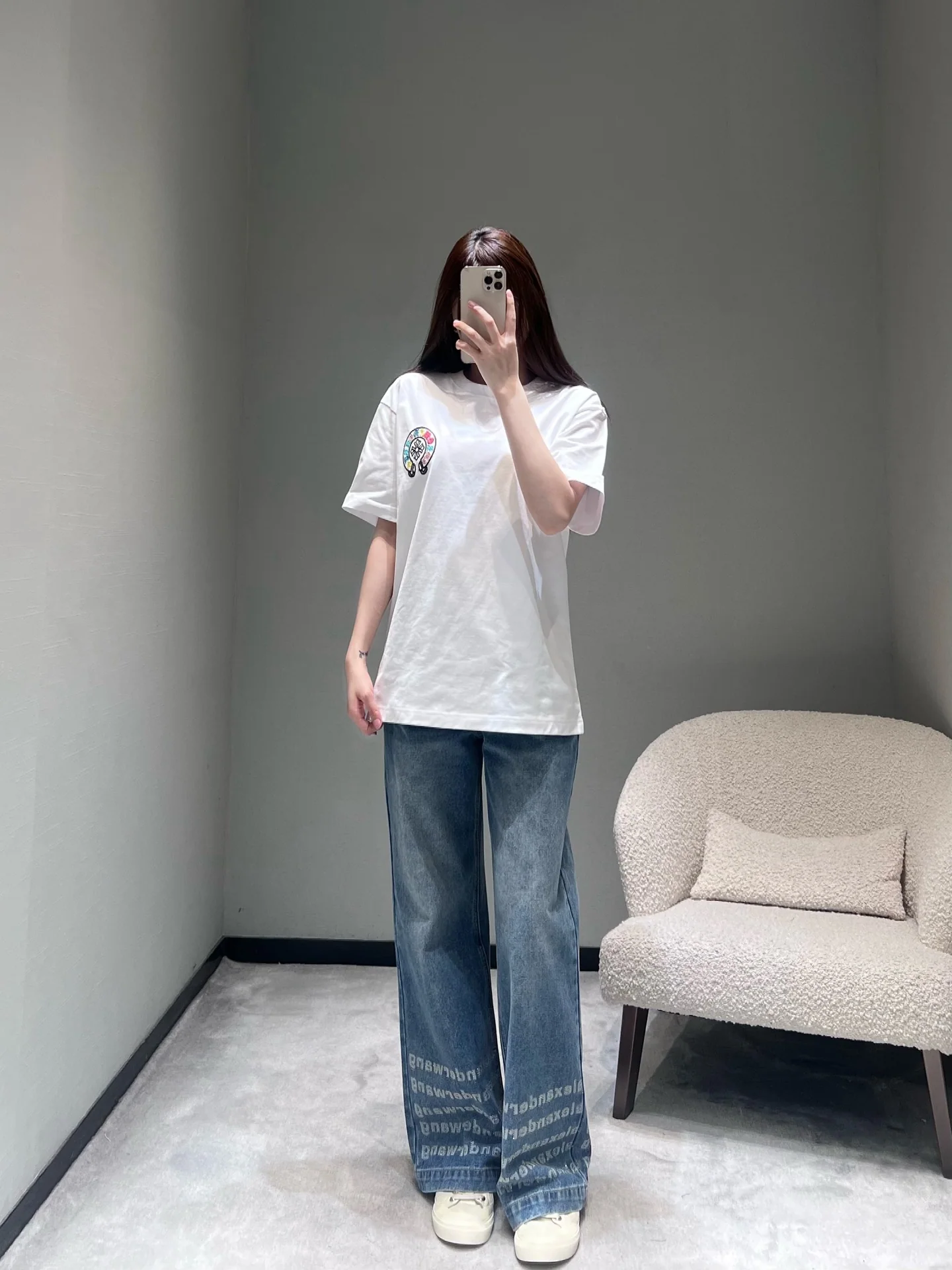 크롬하츠 여성 자수 프린트 오버핏 반팔 티셔츠 상세 이미지 4