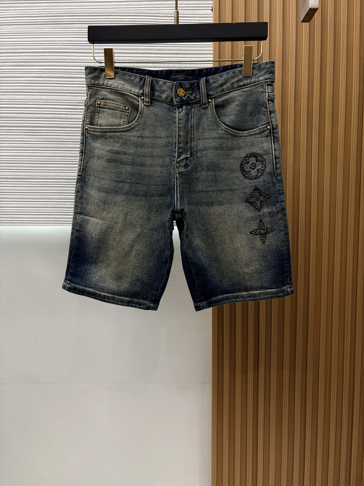 루이비통 데님 슬림 스트레이트 남성 반바지 상세 이미지 1